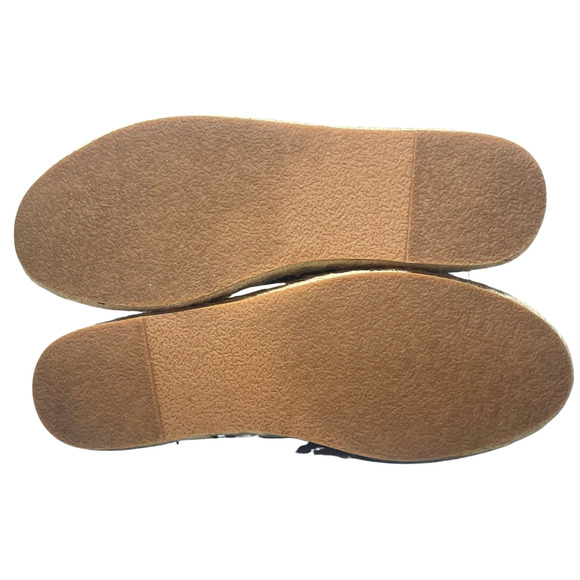 Talbots Sz 8.5 Quinn Platform Espadrilles Navy Suede Jute Sole Slip-On Flats - Picture 7 of 8